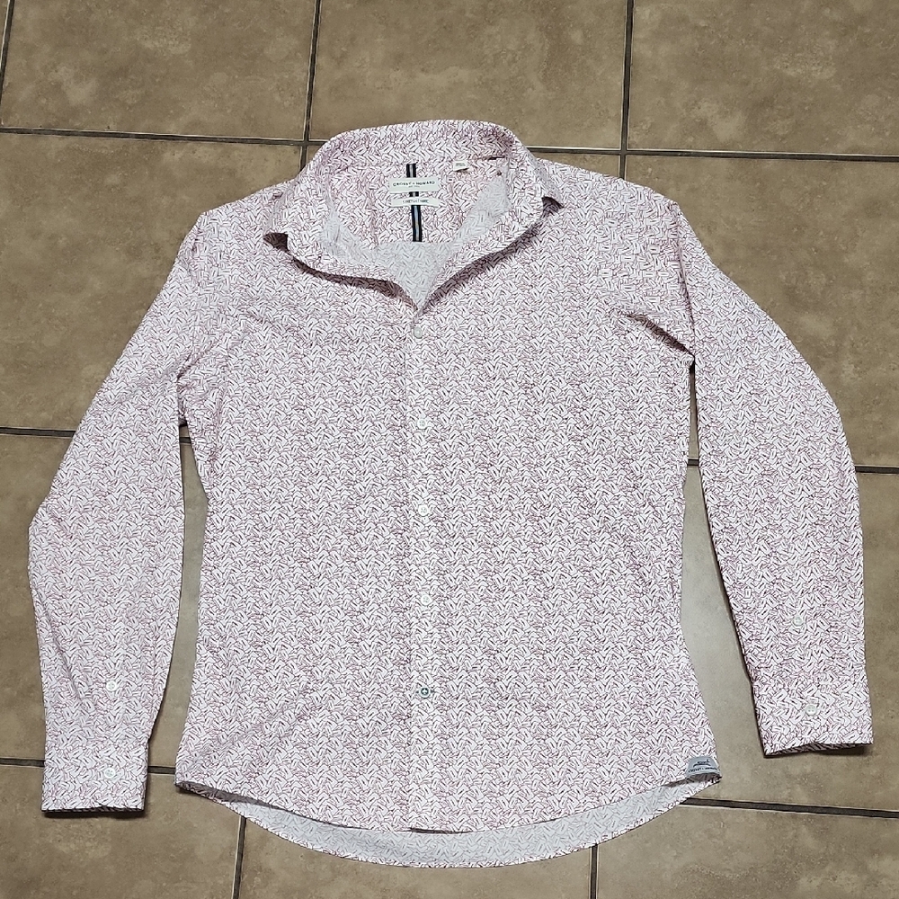 Crosby & Howard Cassette Tape Print Long Sleeve Button Up Shirt M
